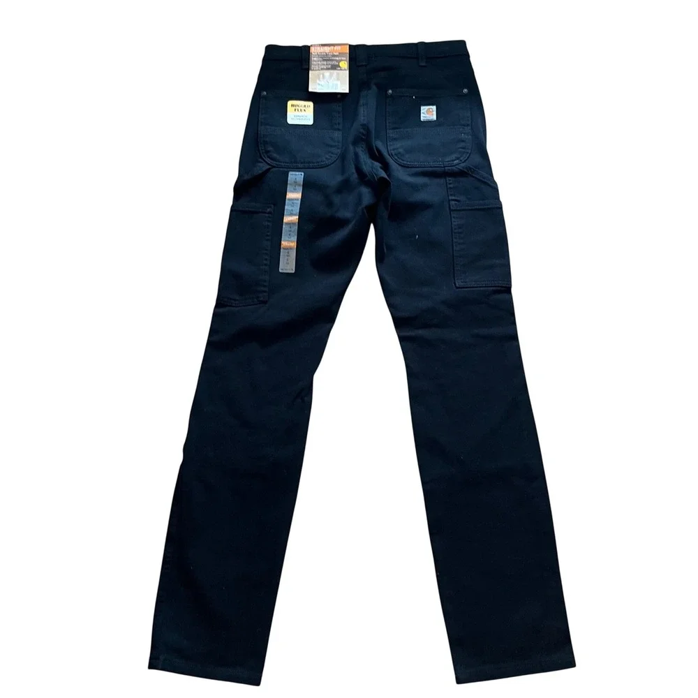 Carhartt Women 4 Tall Black Rugged Flex Twill Double Front Straight Pants 104036